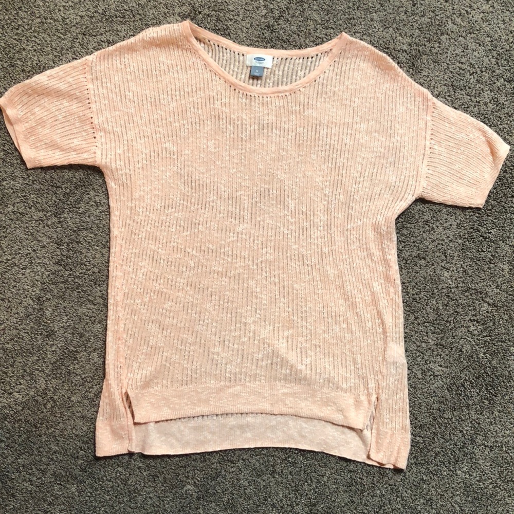 Sheer, short sleeve sweater